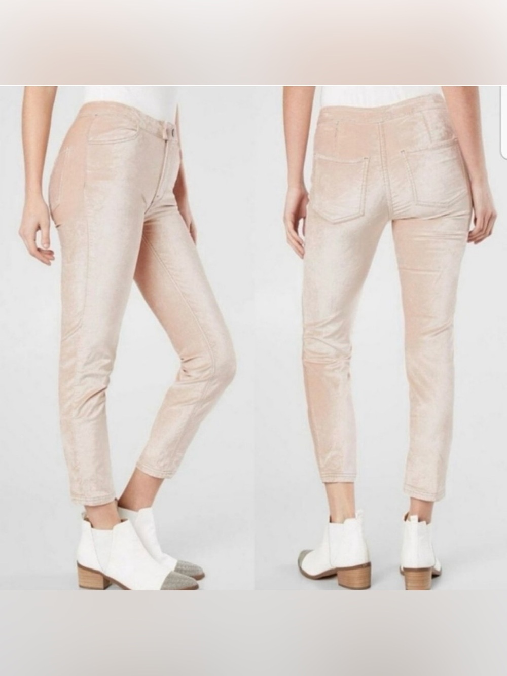 Free People Sweet Jane Velvet Skinny Jeans in Blush Champagne Color